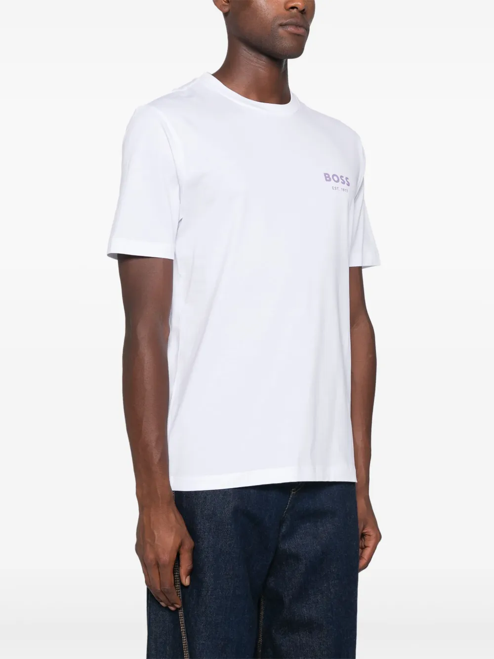 BOSS Katoenen T-shirt met rubberen logo Wit