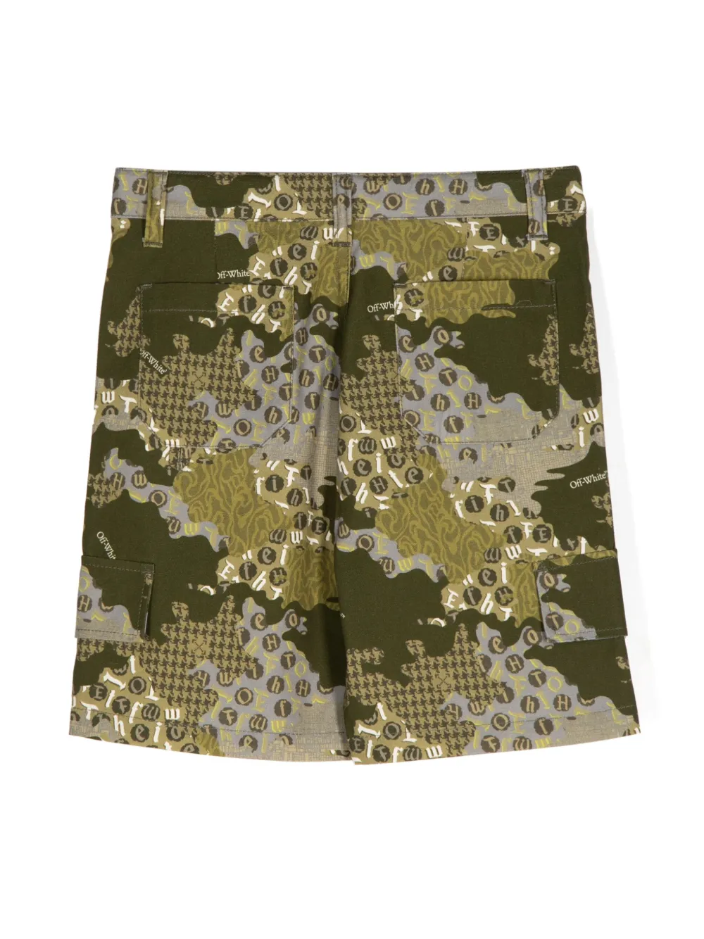 Off-White Kids Katoenen shorts met camouflageprint - Groen