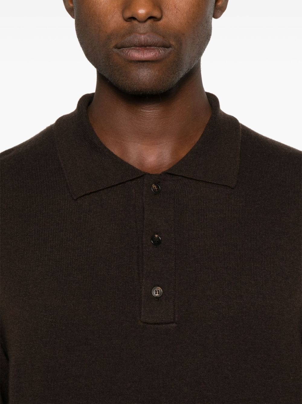 Shop Zanone Knitted Polo Shirt In Brown