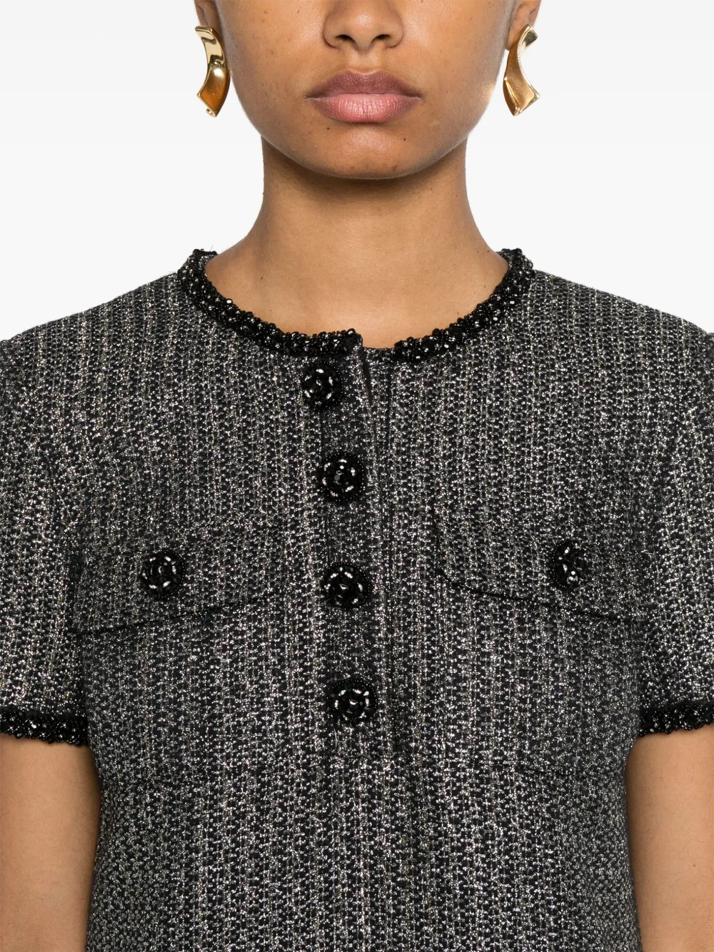 Self-Portrait Bouclé mini-jurk Zwart