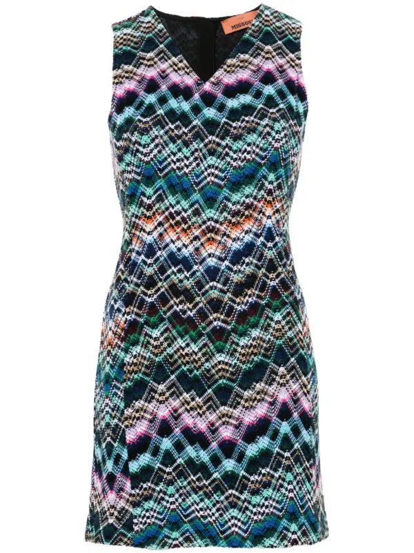Missoni Interwoven-design Mini Dress in Green