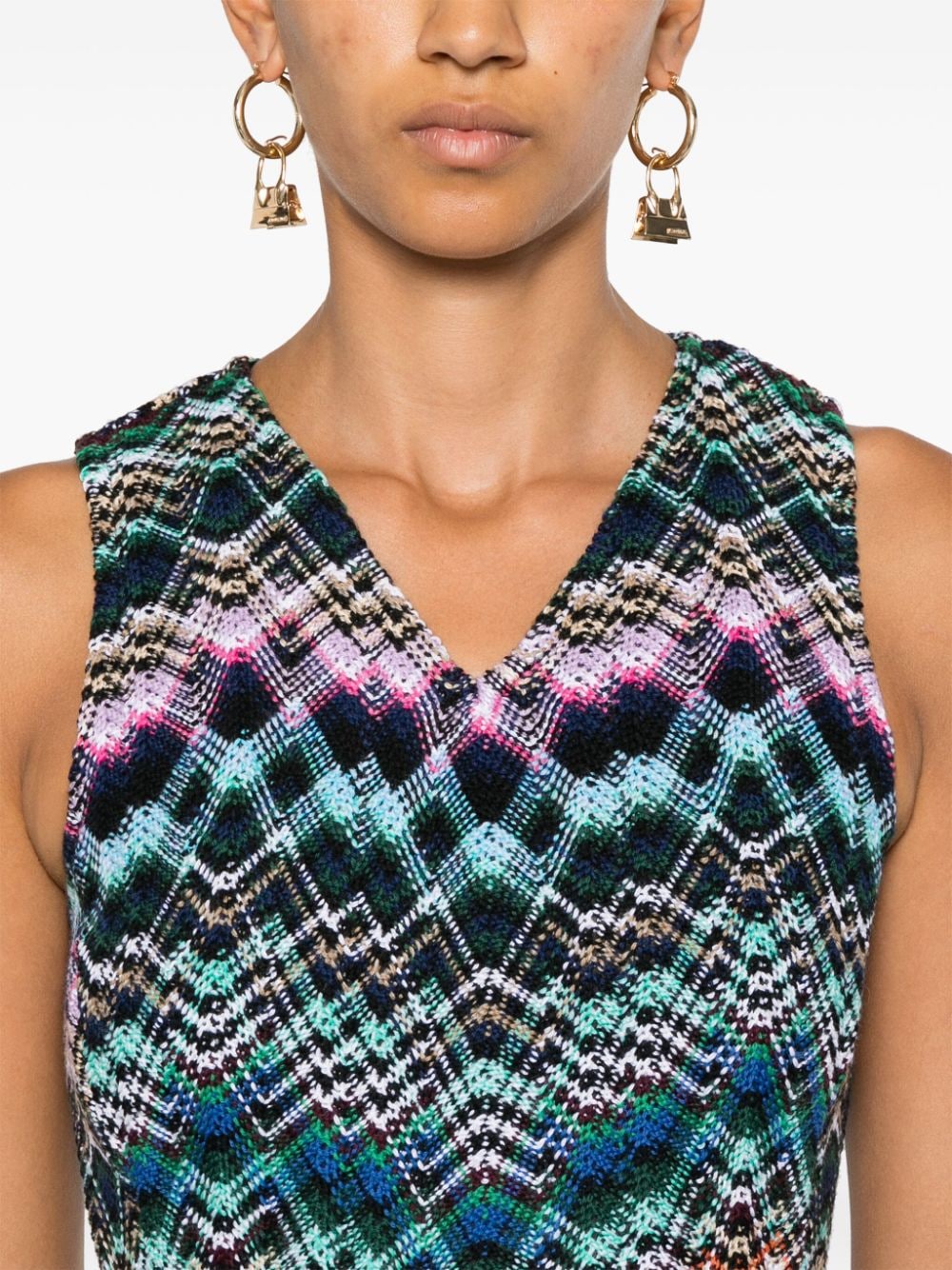 Shop Missoni Interwoven-design Mini Dress In Green