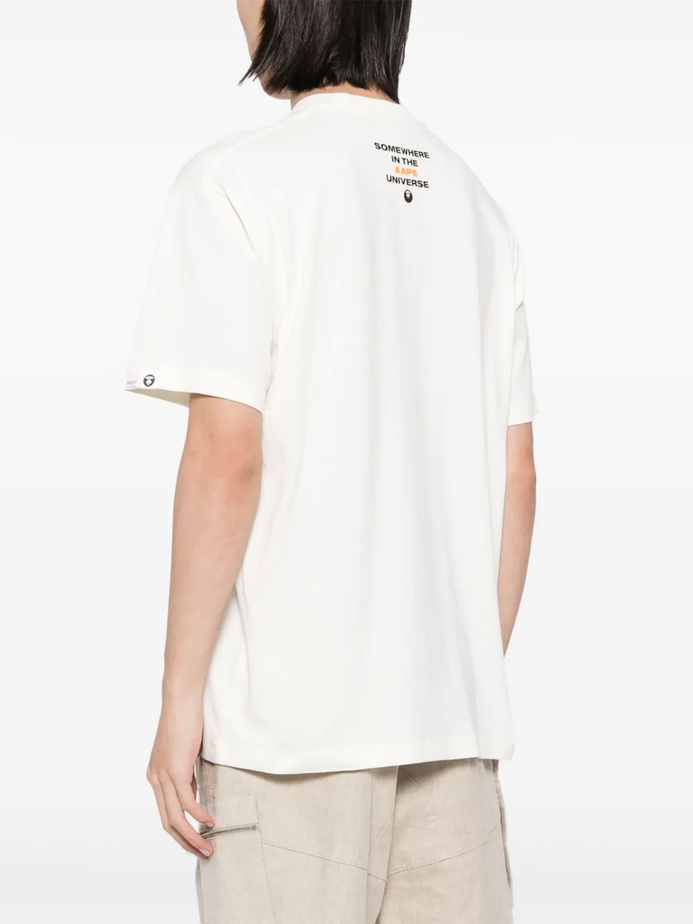 AAPE BY *A BATHING APE Katoenen T-shirt met logoprint Beige