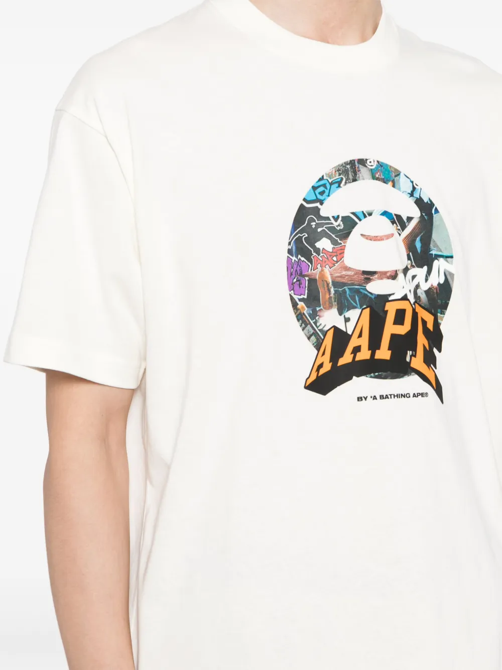 AAPE BY *A BATHING APE Katoenen T-shirt met logoprint Beige