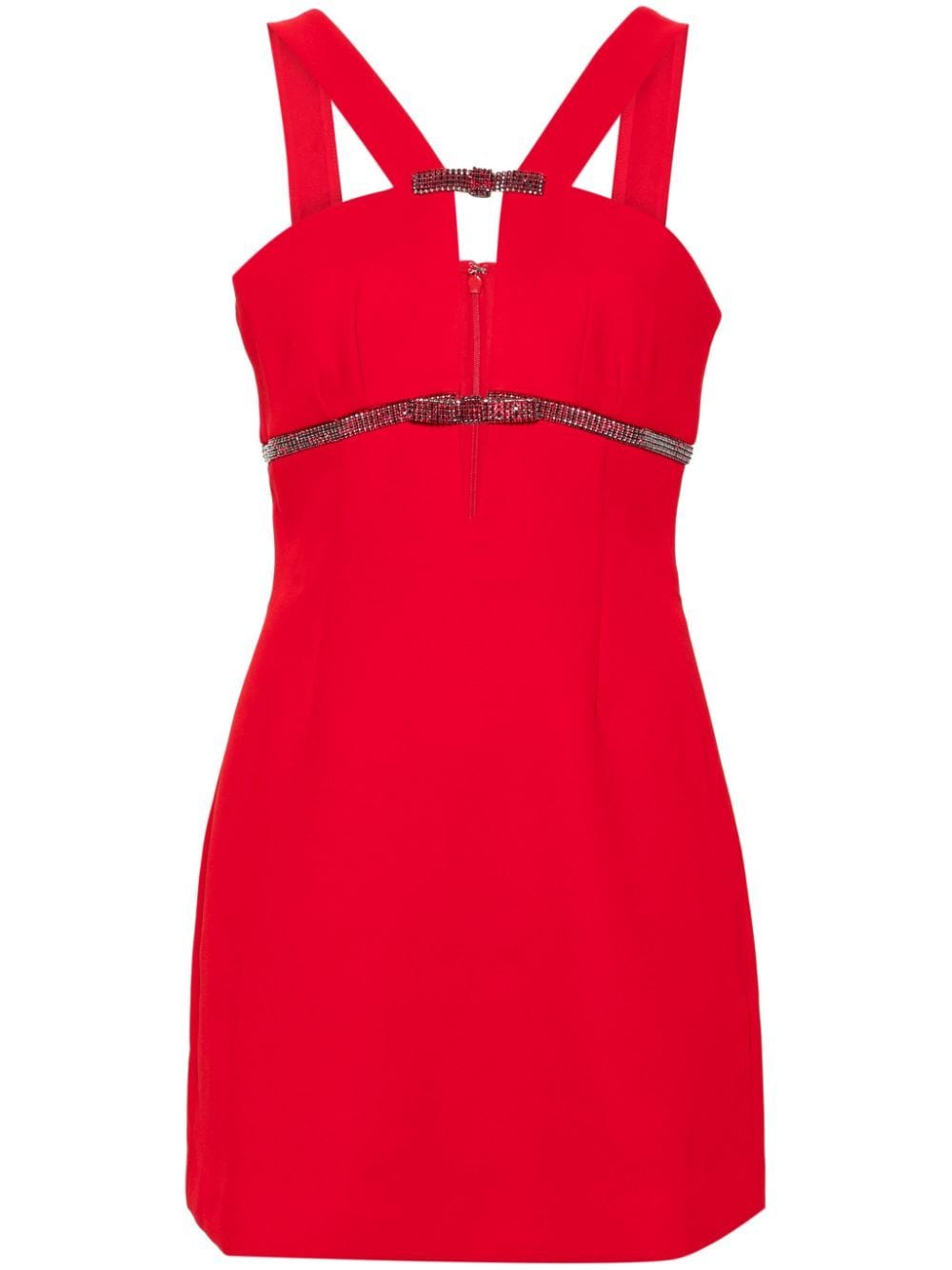 Shop Self-portrait Crepe Mini Dress In Red