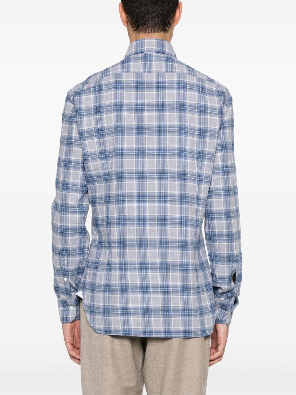 Shop Barba Checked Shirt In Blue