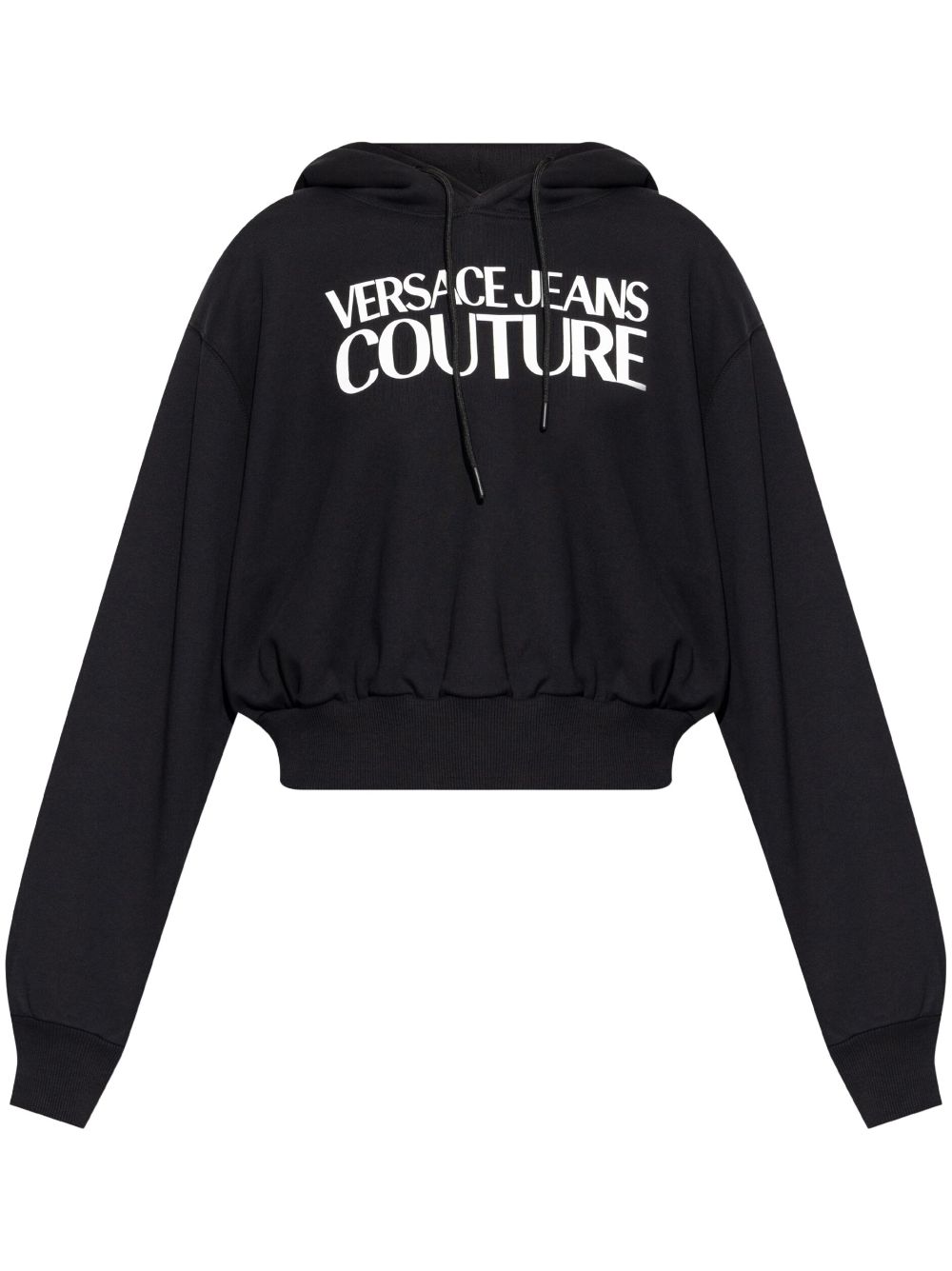 Shop Versace Jeans Couture Logo-print Cotton Hoodie In Black