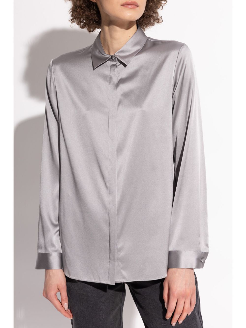 Shop Emporio Armani Satin Shirt In Grau