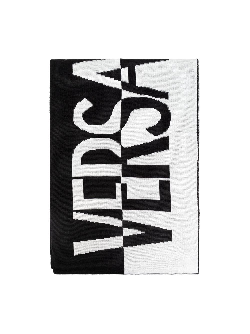 Shop Versace Jeans Couture Logo-intarsia Scarf In Black