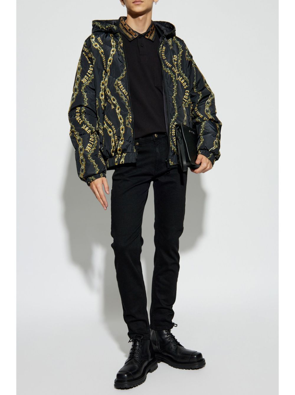 Versace Jeans Couture reversible chain-print hooded jacket - Zwart