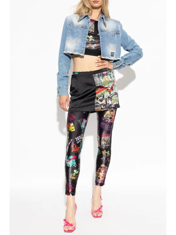 スパッツ・レギンス Versace Jeans Couture Leggings With Print Versace Jeans Couture Abstract Pattern Leggings | Black