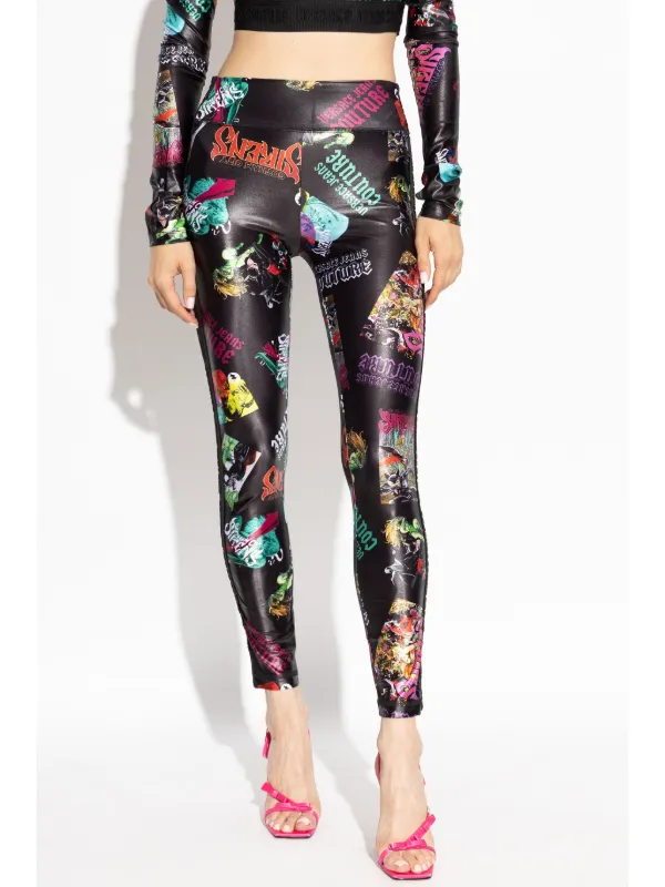 スパッツ・レギンス Versace Jeans Couture Leggings With Print Versace Jeans Couture Abstract Pattern Leggings | Black