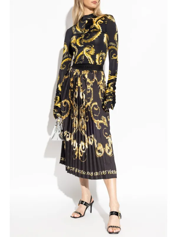 スカート Versace Jeans Couture CHAIN COUTURE PLEATED MIDI Skirt Versace Jeans Couture Chain Couture-print Pleated Skirt