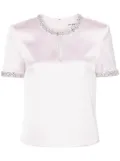 Self-Portrait crystal-embellished satin blouse - Pink