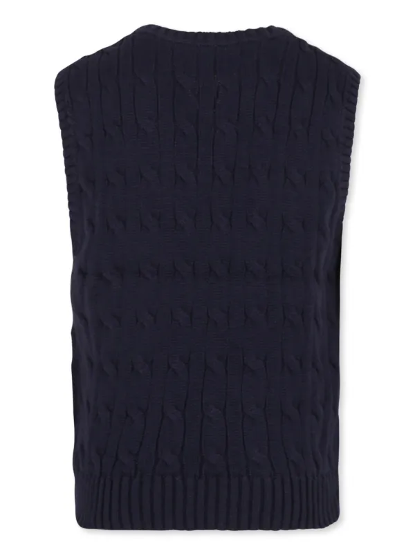 POLO RALPH LAUREN KIDS cable knit Vest Blue FARFETCH BH