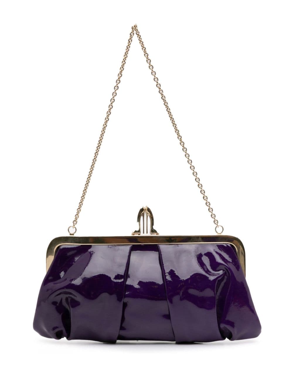 Christian Louboutin Pre-Owned 21st Century Patent Leather Clutch on Chain shoulder bag - Paars