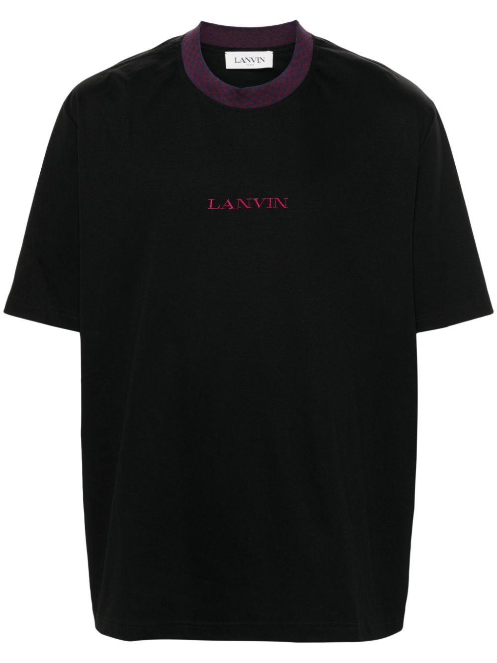 Shop Lanvin Logo-embroidered T-shirt In Black