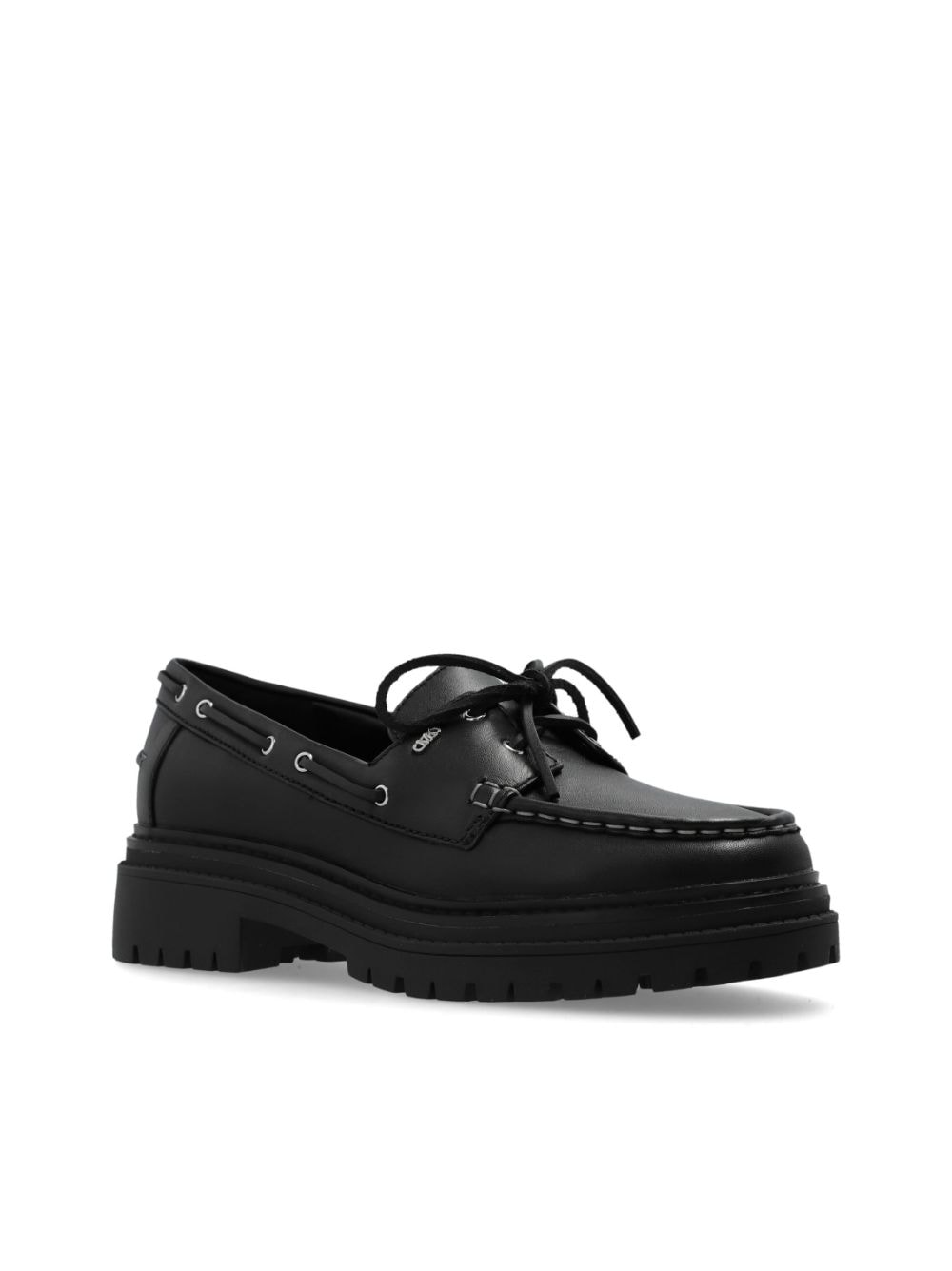 Shop Michael Michael Kors Lace-up Leather Loafers In 黑色