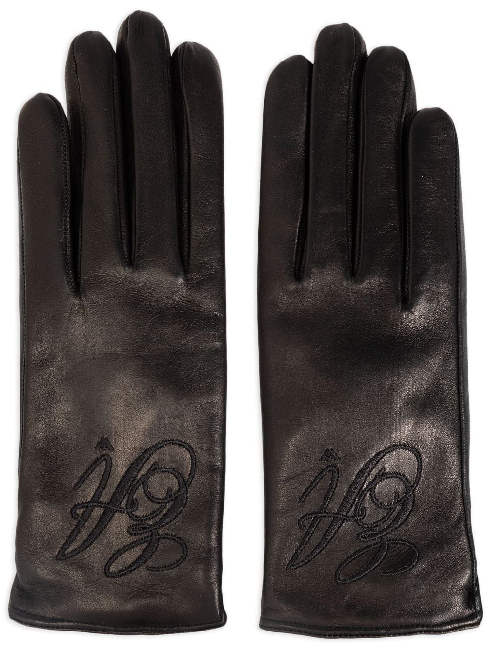 Emporio Armani logo-embroidered gloves - Nero