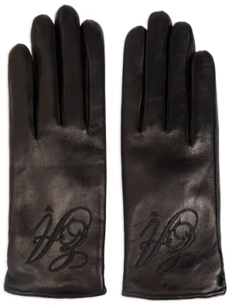 Emporio Armani logo-embroidered Gloves | Black | FARFETCH UK