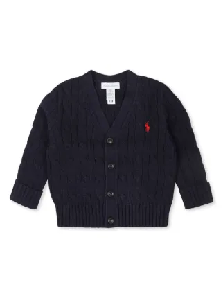 POLO RALPH LAUREN KIDS cable-knit Cotton Cardigan | Blue | FARFETCH