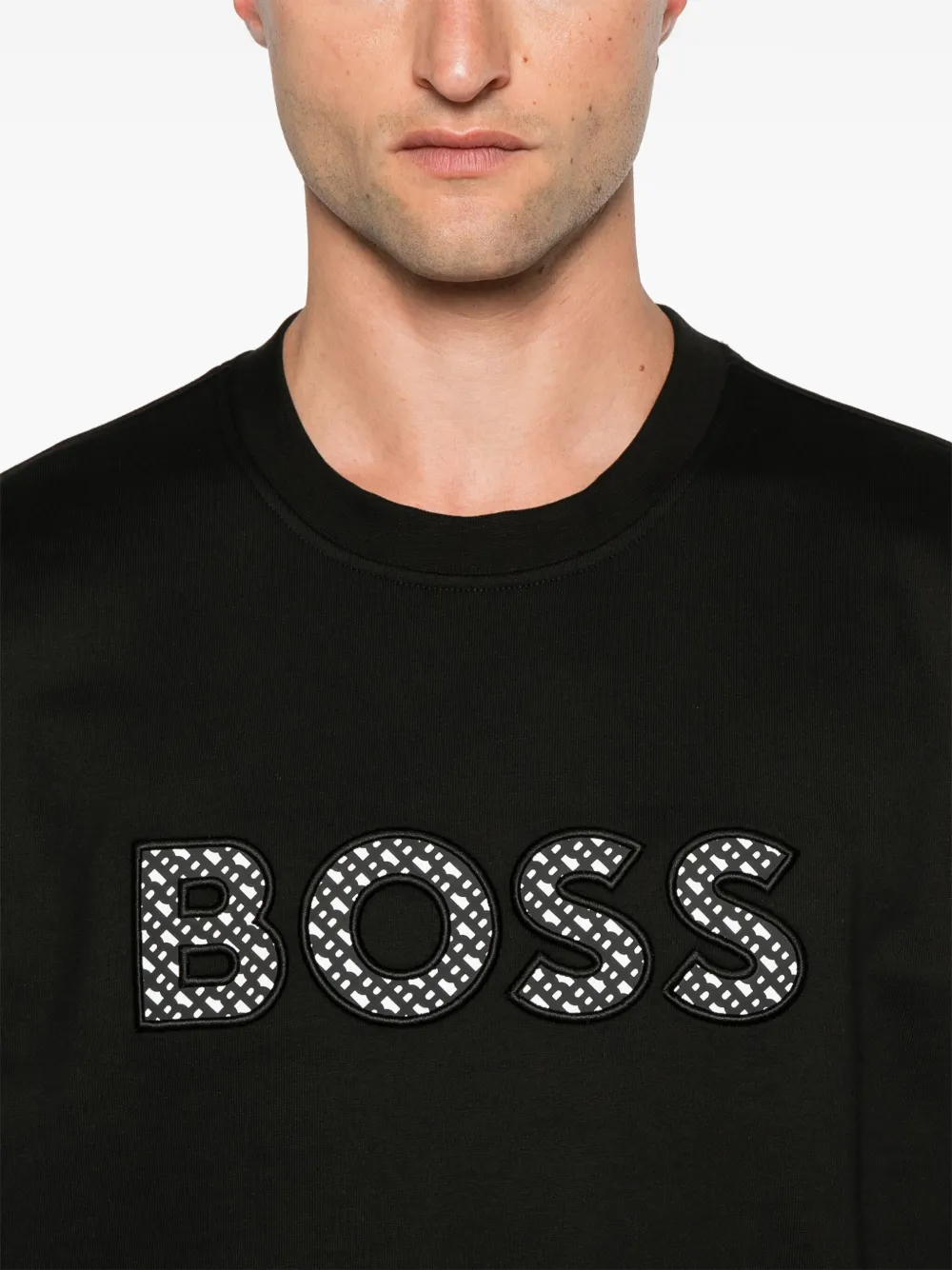 BOSS Sweater met logopatch Zwart