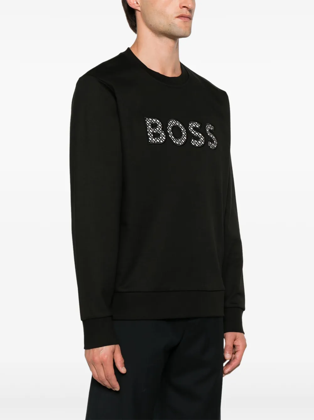 BOSS Sweater met logopatch Zwart