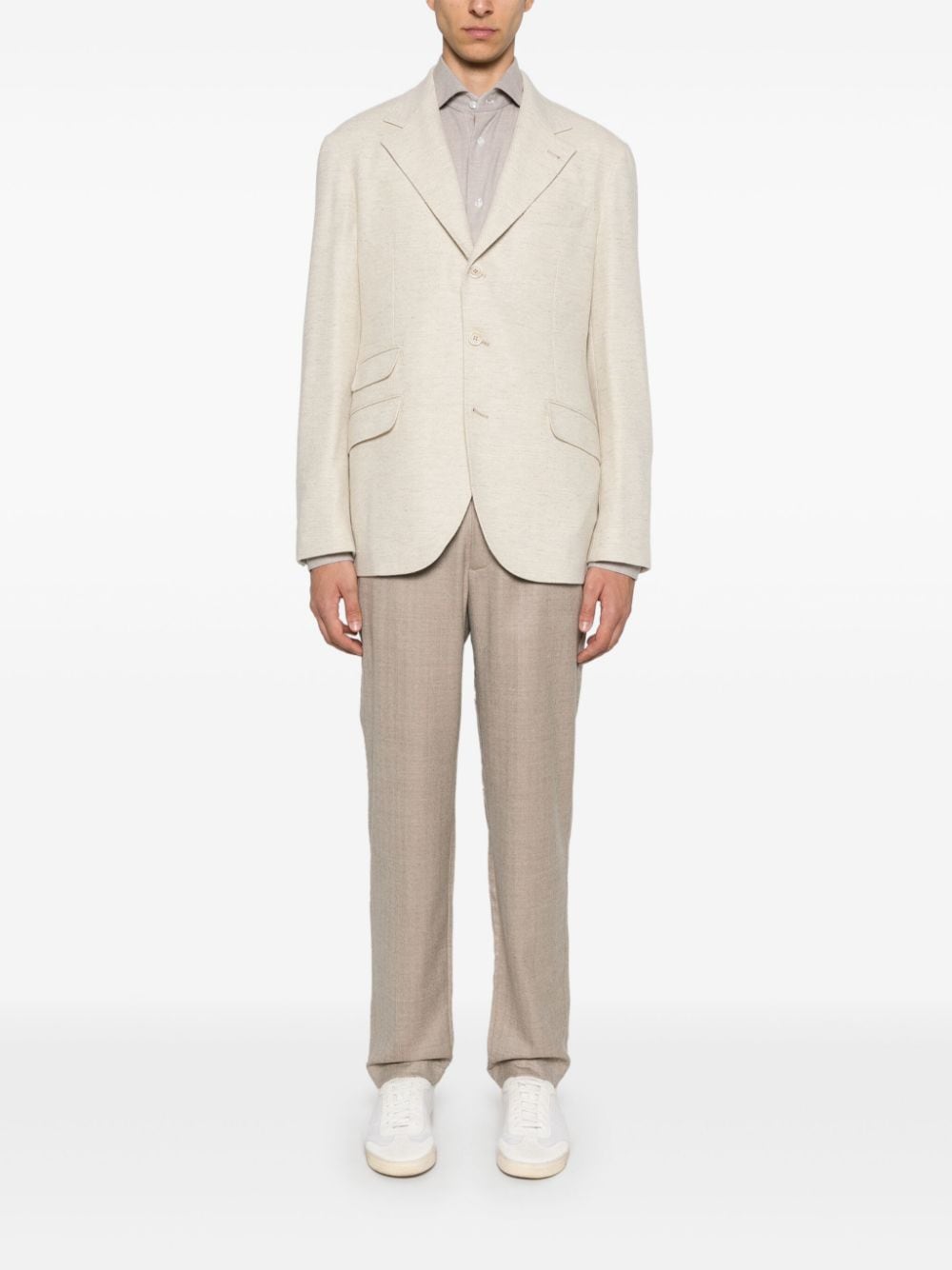 Brunello Cucinelli Blazer met visgraatpatroonn - Beige