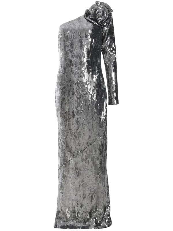 roland mouret grey dress roland mouret CAPE SLEEVE EMBELLISHED GOWN $2050 SZ US 4 UK 8
