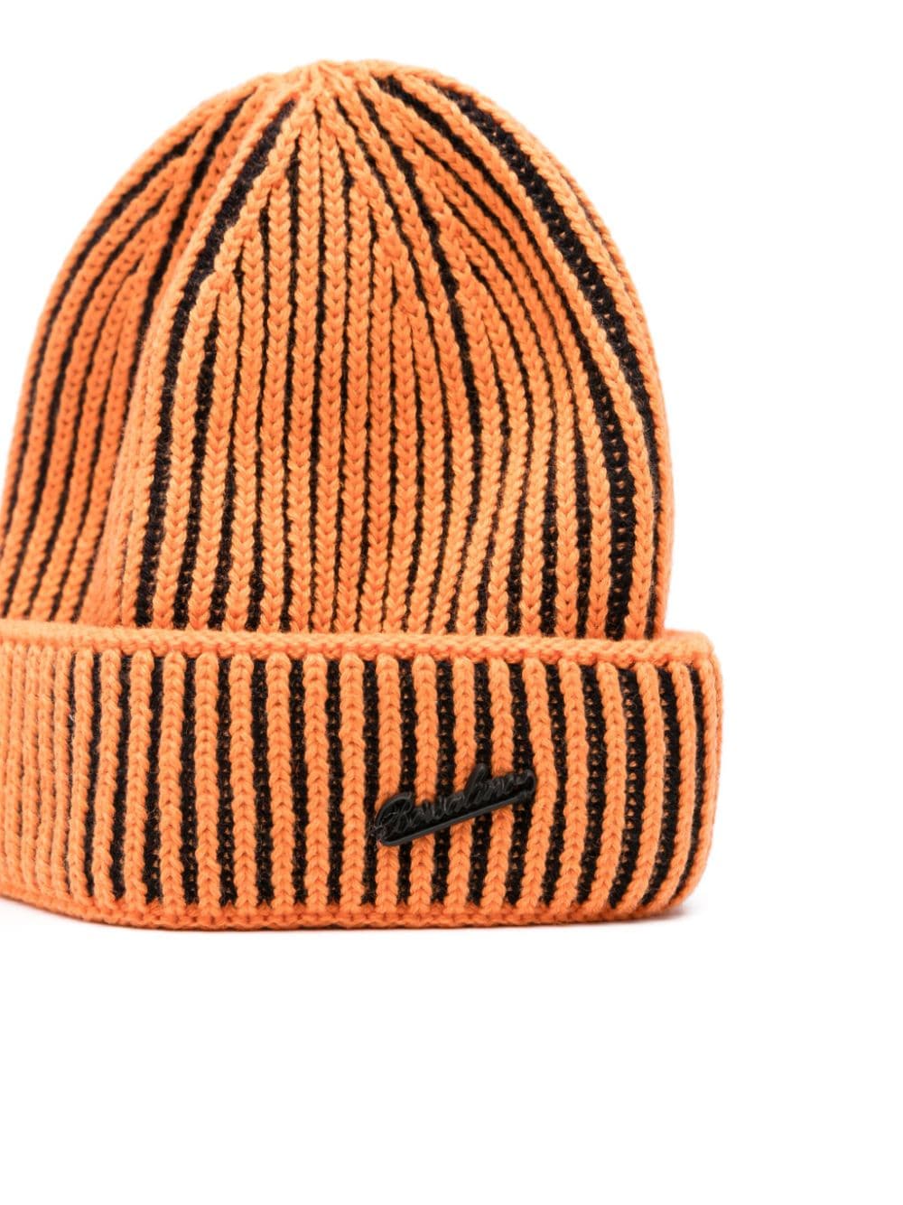 Shop Borsalino Logo-plaque Beanie In Orange