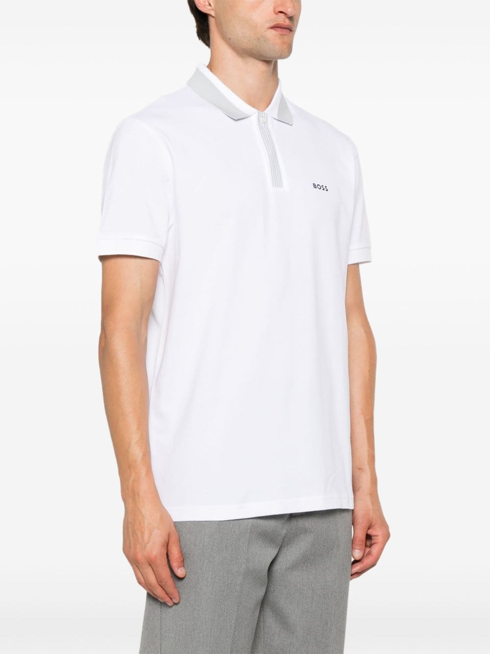 Shop Hugo Boss Logo-print Polo Shirt In White