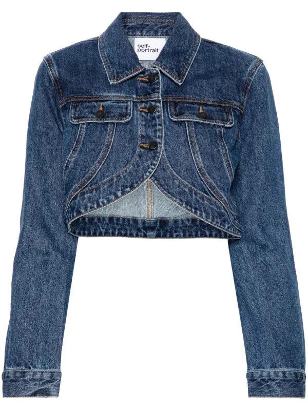 Blue cropped jacket outlet