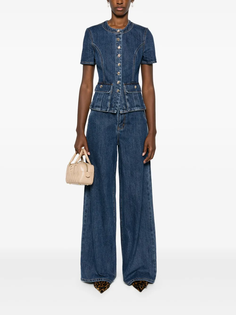 Self-Portrait Denim broekset - BLUE
