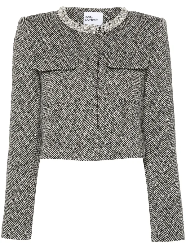 Black and white herringbone jacket online