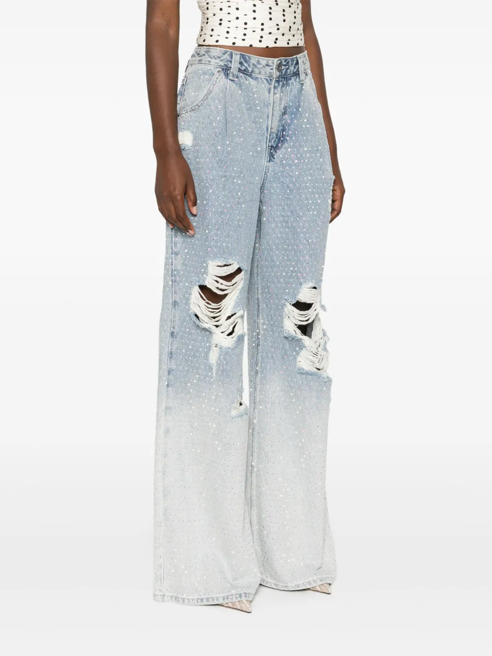 Self-Portrait Jeans verfraaid met stras Blauw