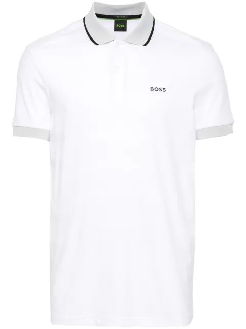 BOSS striped cotton polo shirt 