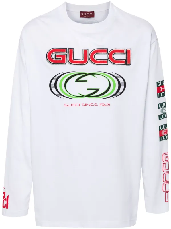 Gucci logo print cotton T shirt men Cotton Polyester S White