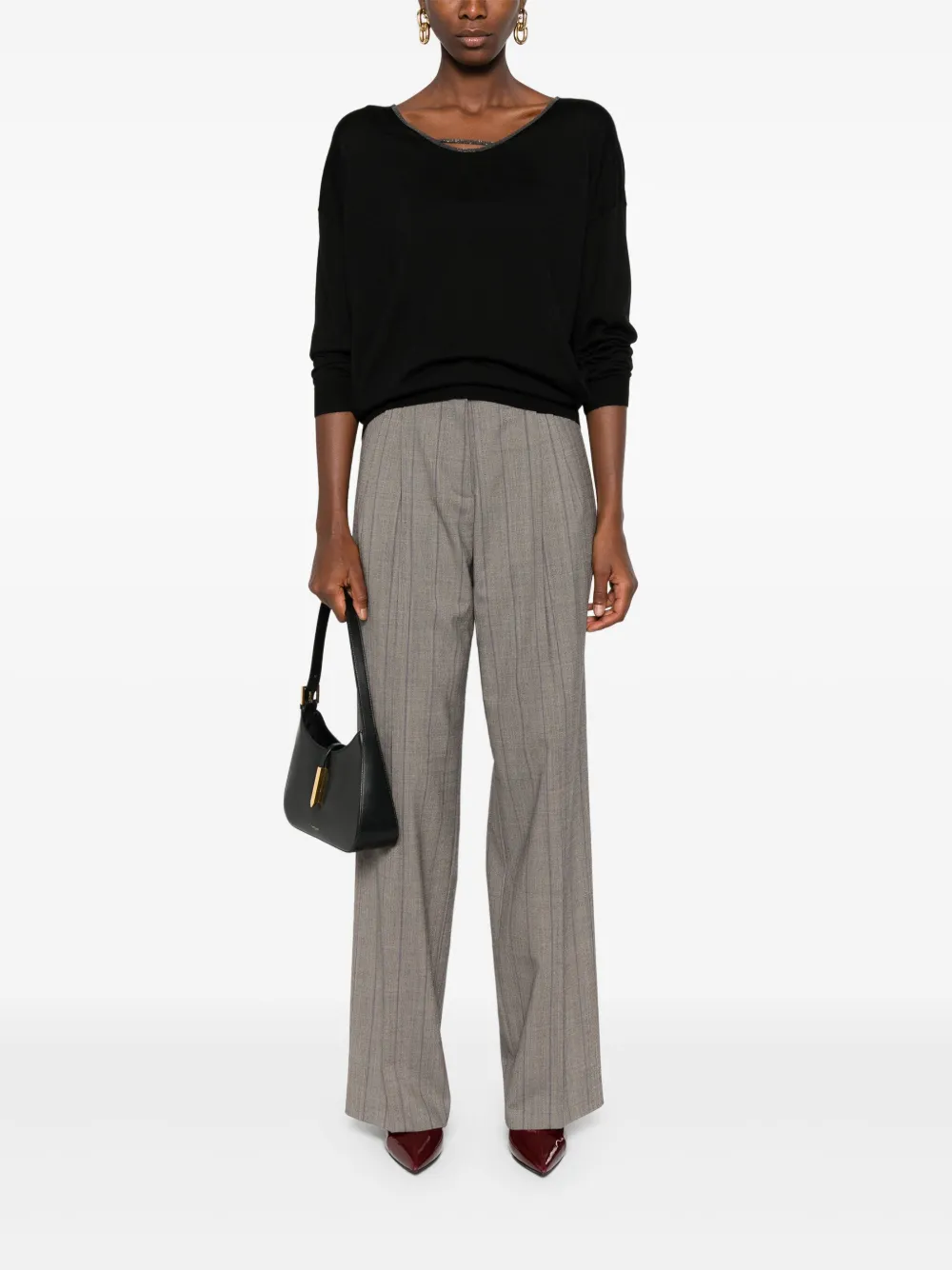Brunello Cucinelli Monili-trim sweater - Zwart