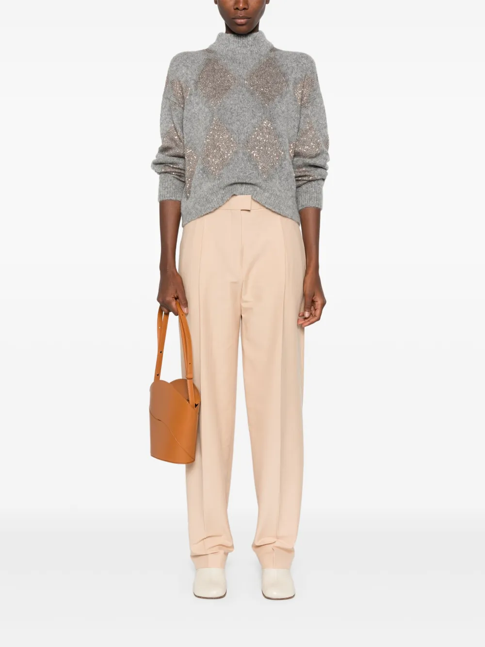 Brunello Cucinelli argyle-check sweater - Grijs