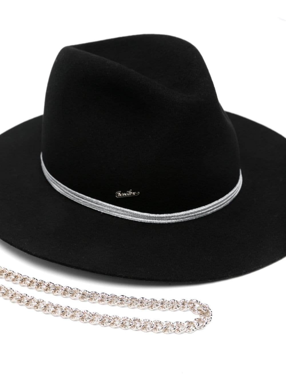 Borsalino Fedora met logoplakkaat - Zwart