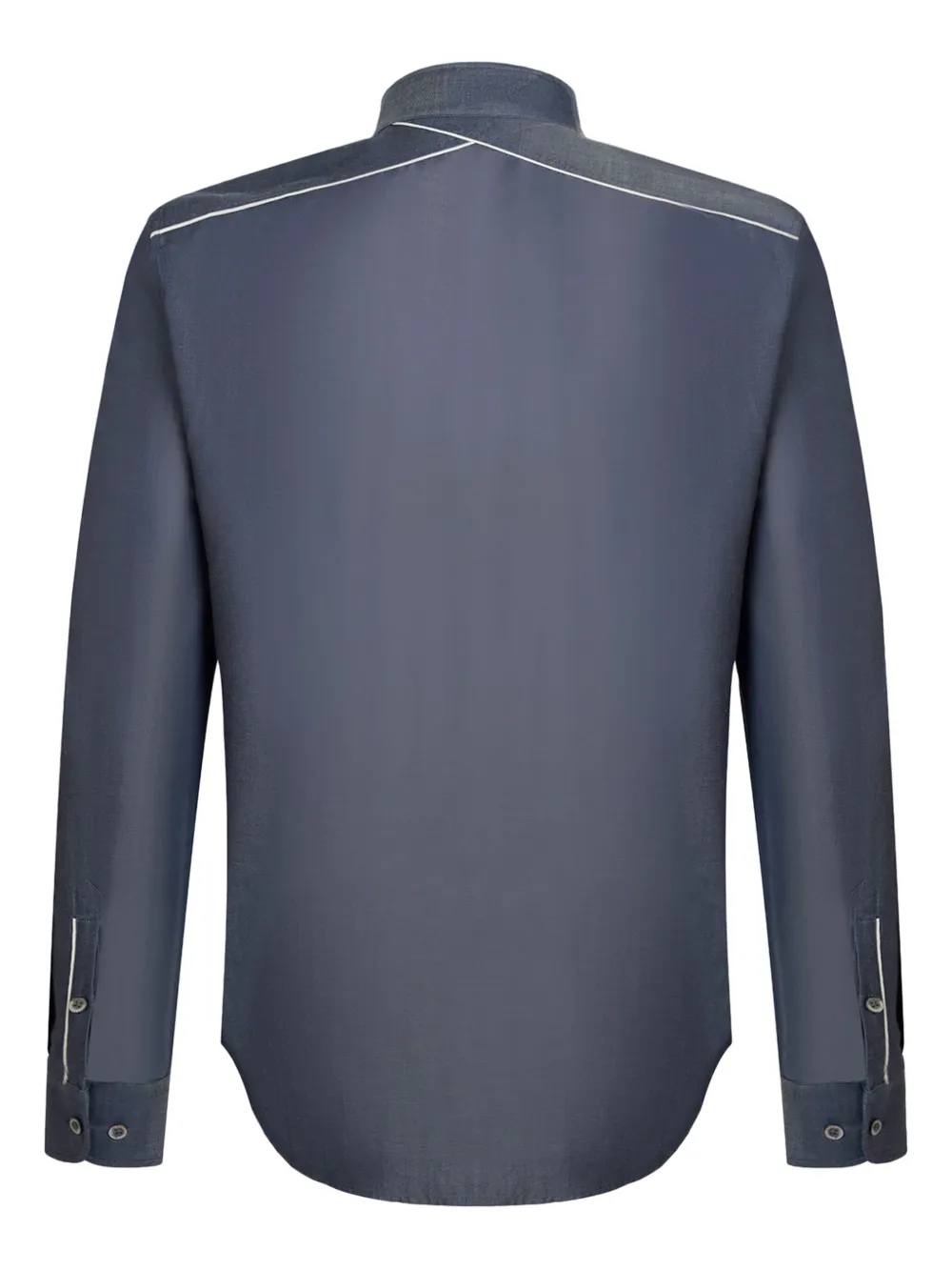 Shanghai Tang deconstructed band-collar denim shirt - Blauw