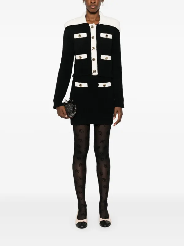 【SELF PORTRAIT】ブラック ニット 装飾 フレア ミニスカート Self-Portrait ニット ミニスカート | ブラック | FARFETCH JP