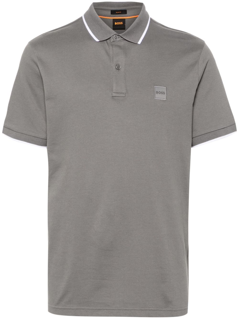 Shop Hugo Boss Logo-patch Polo Shirt In Grey