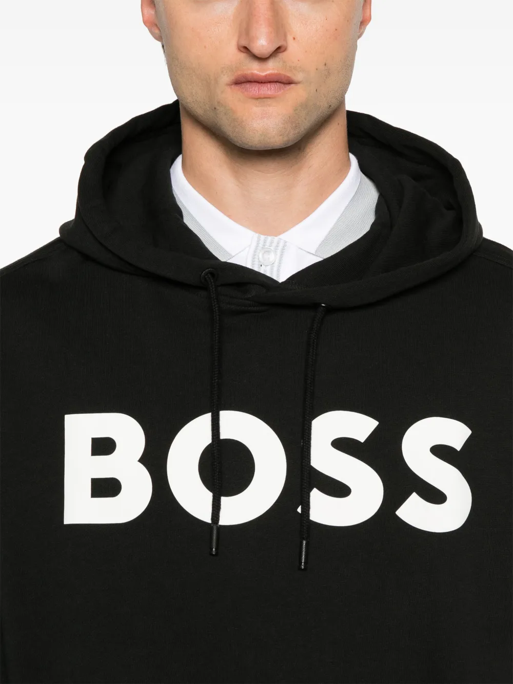BOSS Hoodie met logoprint Zwart