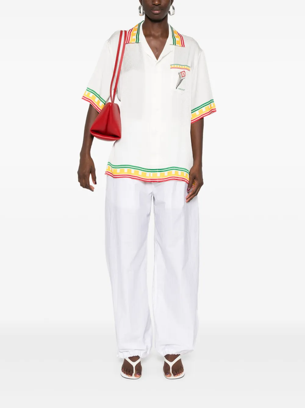 Casablanca Zijden shirt met monogram-print Wit