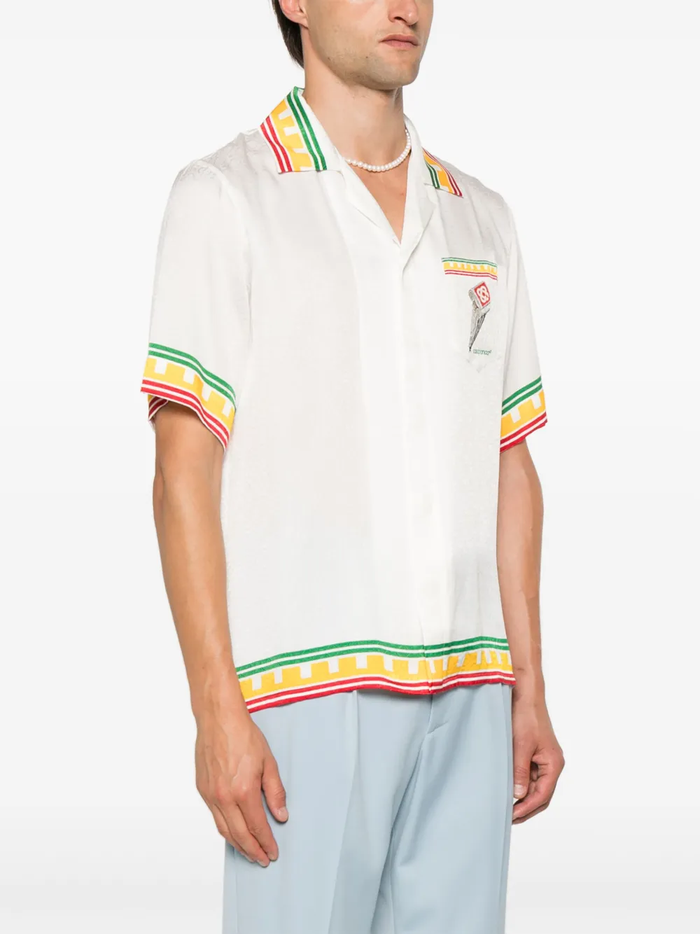 Casablanca Zijden shirt met monogram-print Wit