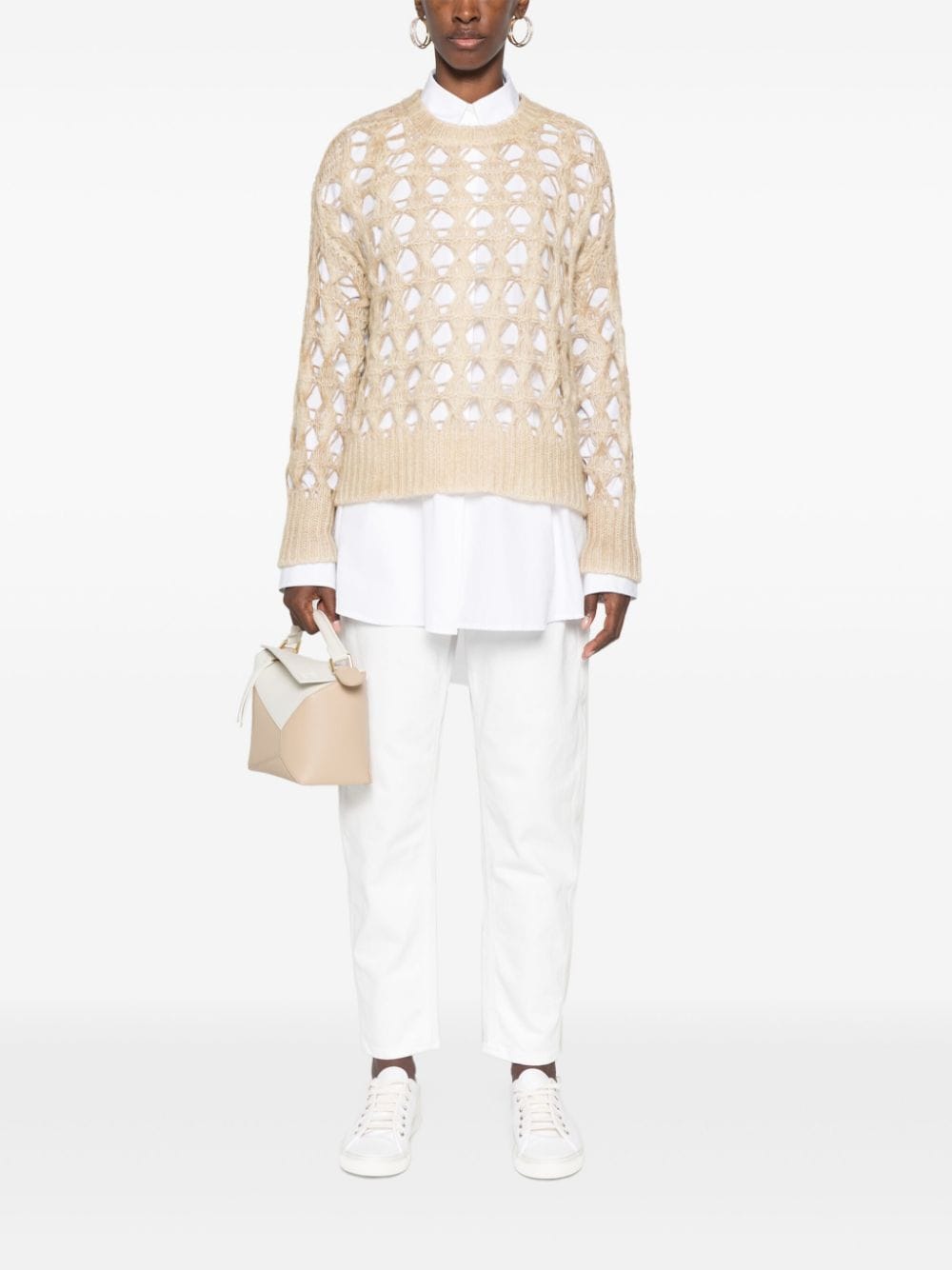 Avant Toi open-knit sweater - Beige