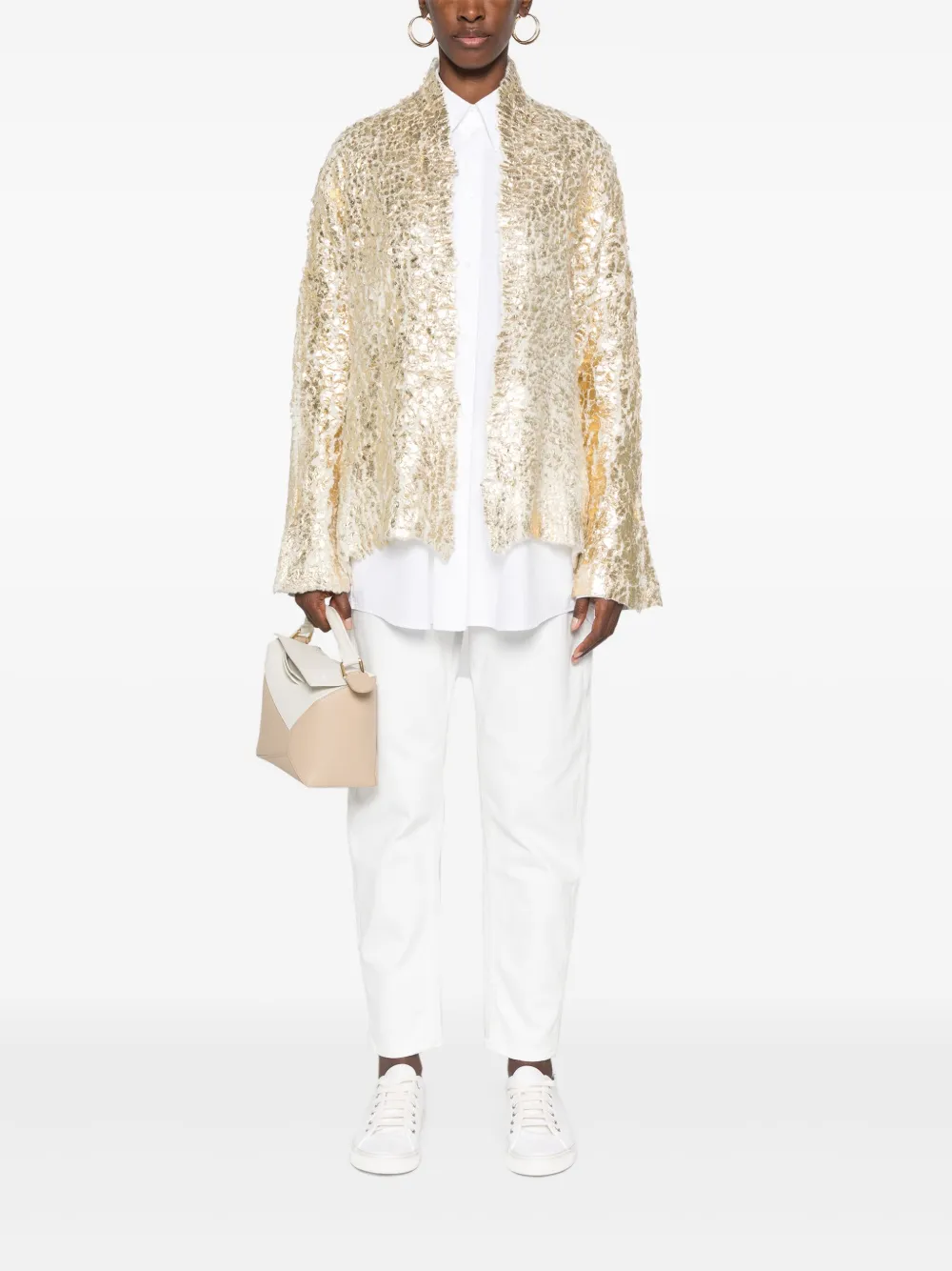 Avant Toi metallic-finish cardigan - Beige