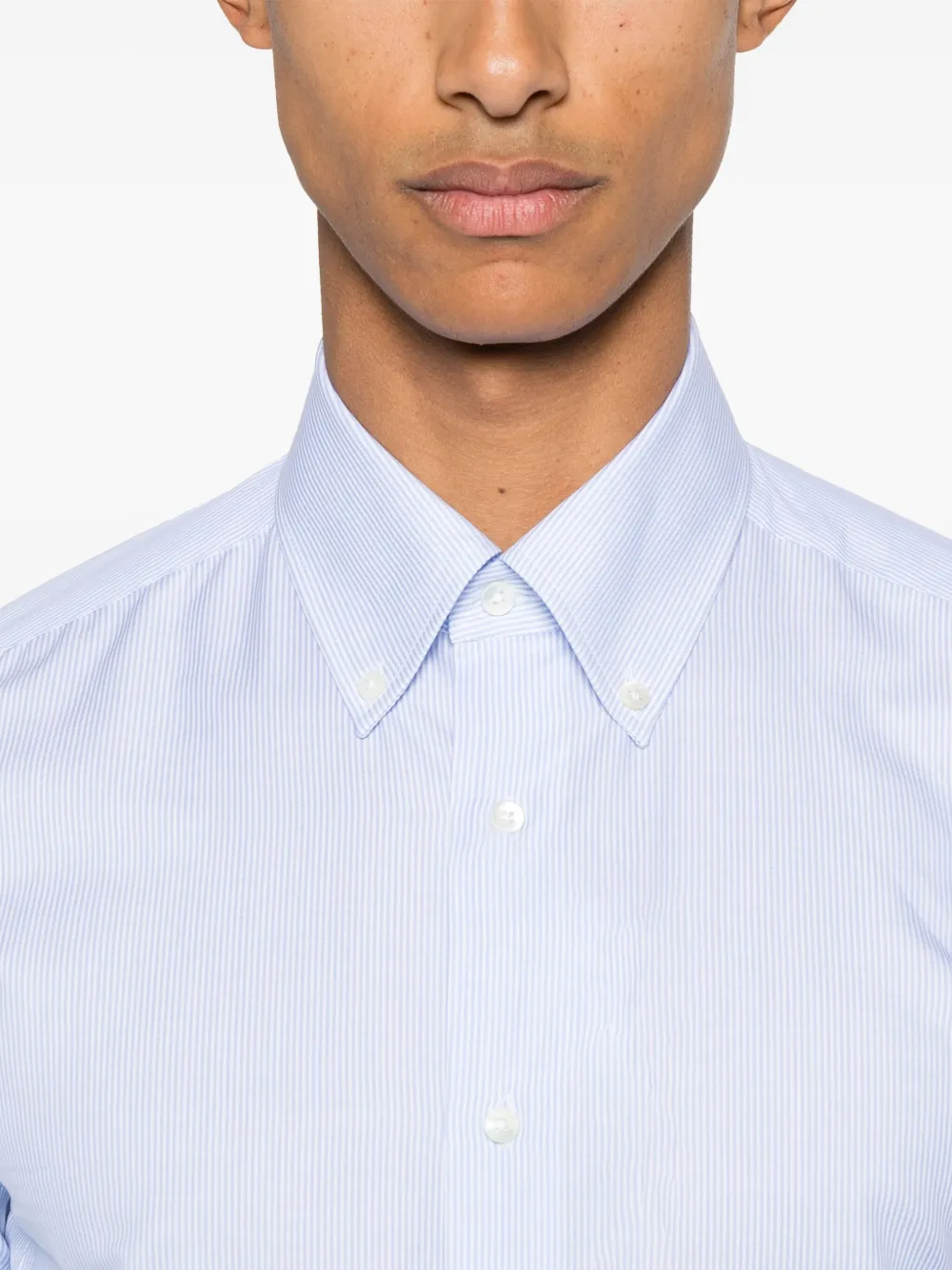 Canali Gestreept overhemd Blauw