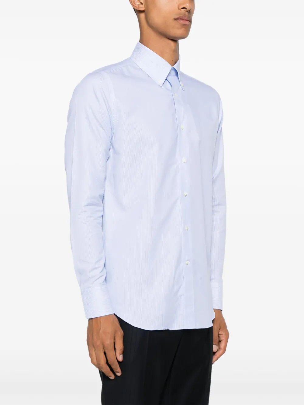 Canali Gestreept overhemd Blauw